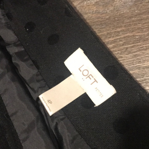 LOFT petite black polka dot mid length skirt sz 4P - Picture 7 of 8